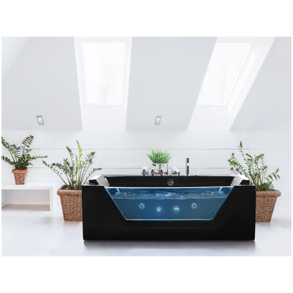 Vasca Da Bagno Rettangolare In Acrilico Nero Con Idromassaggio Samana - Foto 2