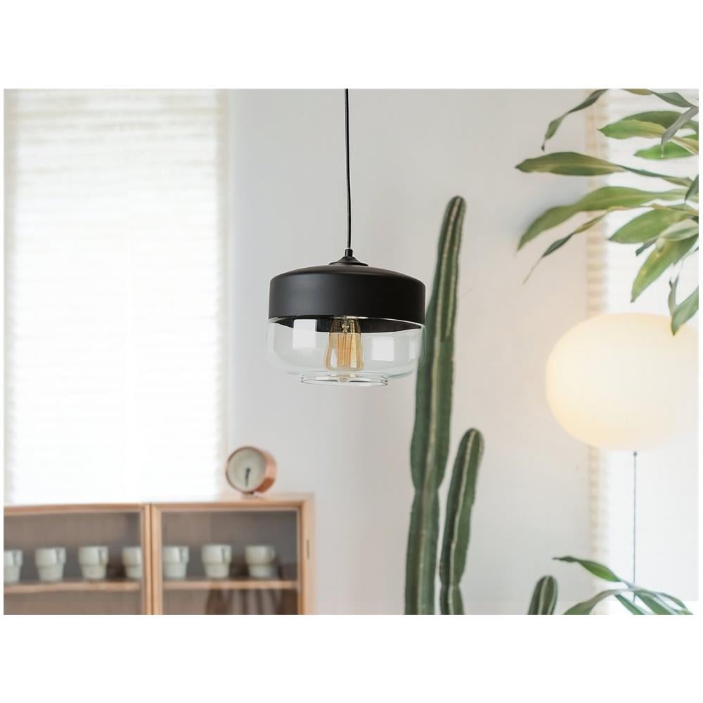 Lampada Da Soffitto Nera In Vetro E Metallo Nero - Murray - Foto 2