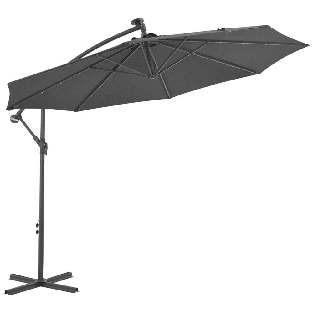 Ombrellone A Sbalzo Con Led E Palo In Acciaio 300 Cm Antracite - Foto 1