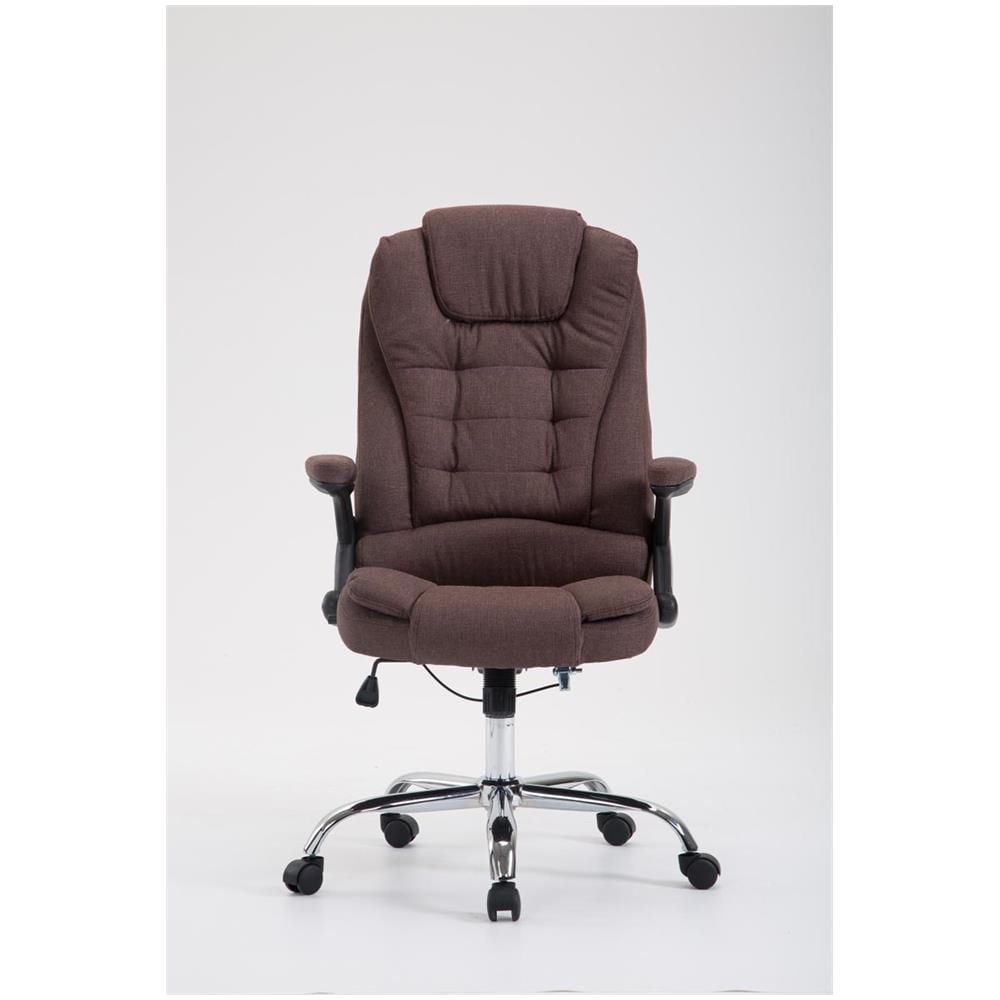 Sedia Ufficio Thor XXL in Stoffa - Poltrona Studio Carico Max 150 kg I Sedia Pc Ergonomica Imbottita e Regolabile in Altezza I Sedia da Scrivania con Ruote e Alto Schienale Marrone - Foto 2