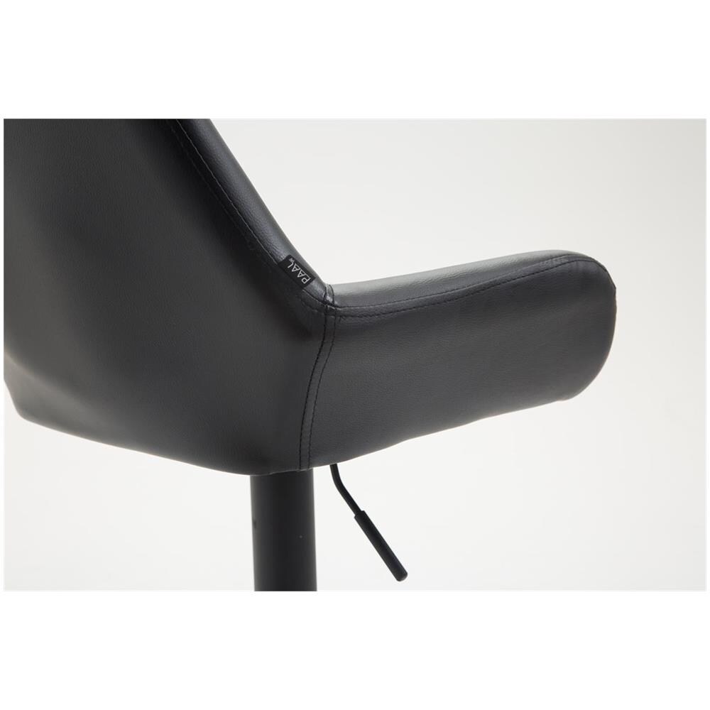 Sgabello Bar Braga in Similpelle - Sedia Cucina con Schienale e Braccioli Regolabile in Altezza - Sedia Sgabello Bancone Imbottita con Poggiapiedi Nero Nero - Foto 5