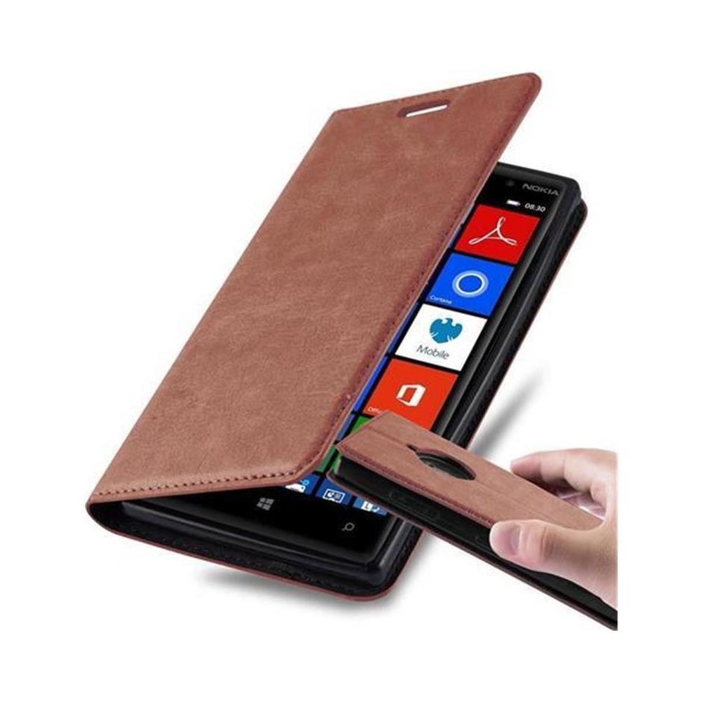 Custodia Compatibile Con Nokia Lumia 830 In Marrone Cappuccino - Coperchio Protettiva Con Chiusura Magnetica, Funzione Stand E Tasca Per Le Carte - Foto 1