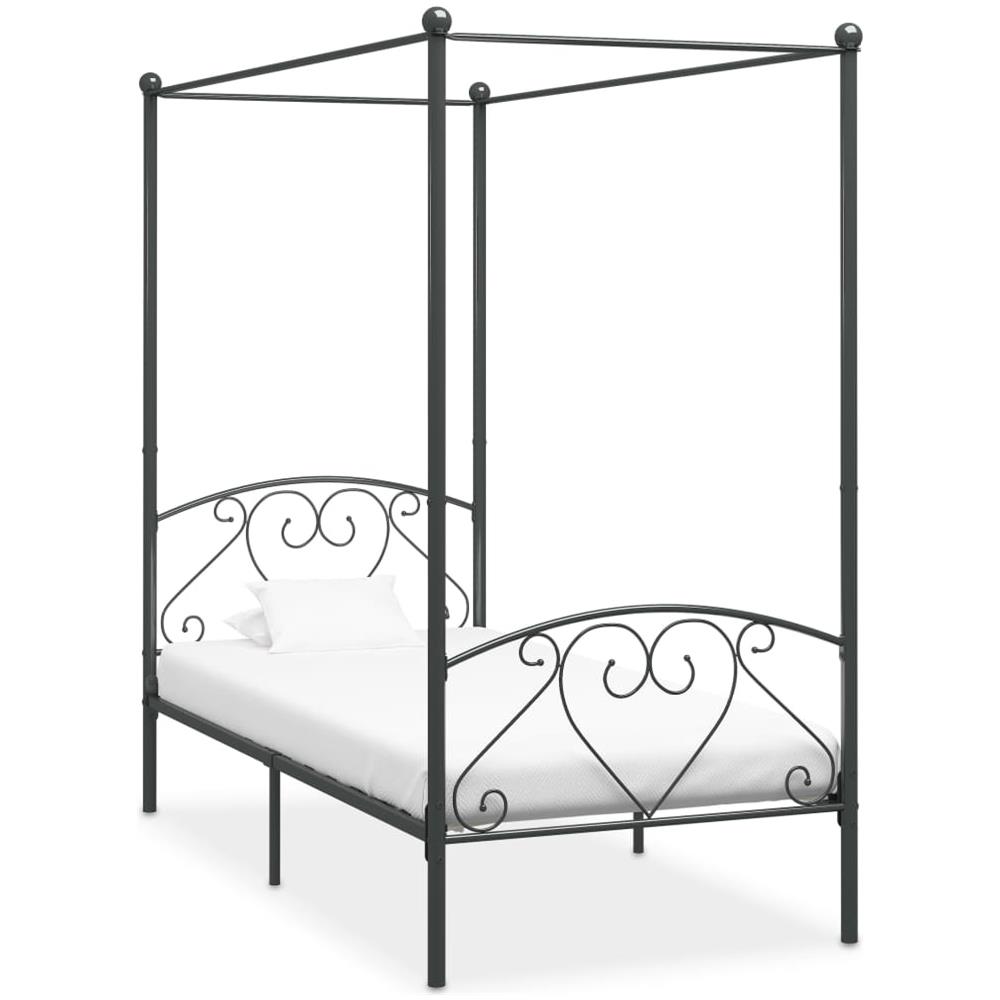 Letto A Baldacchino Grigio In Metallo 90x200 Cm - Foto 1