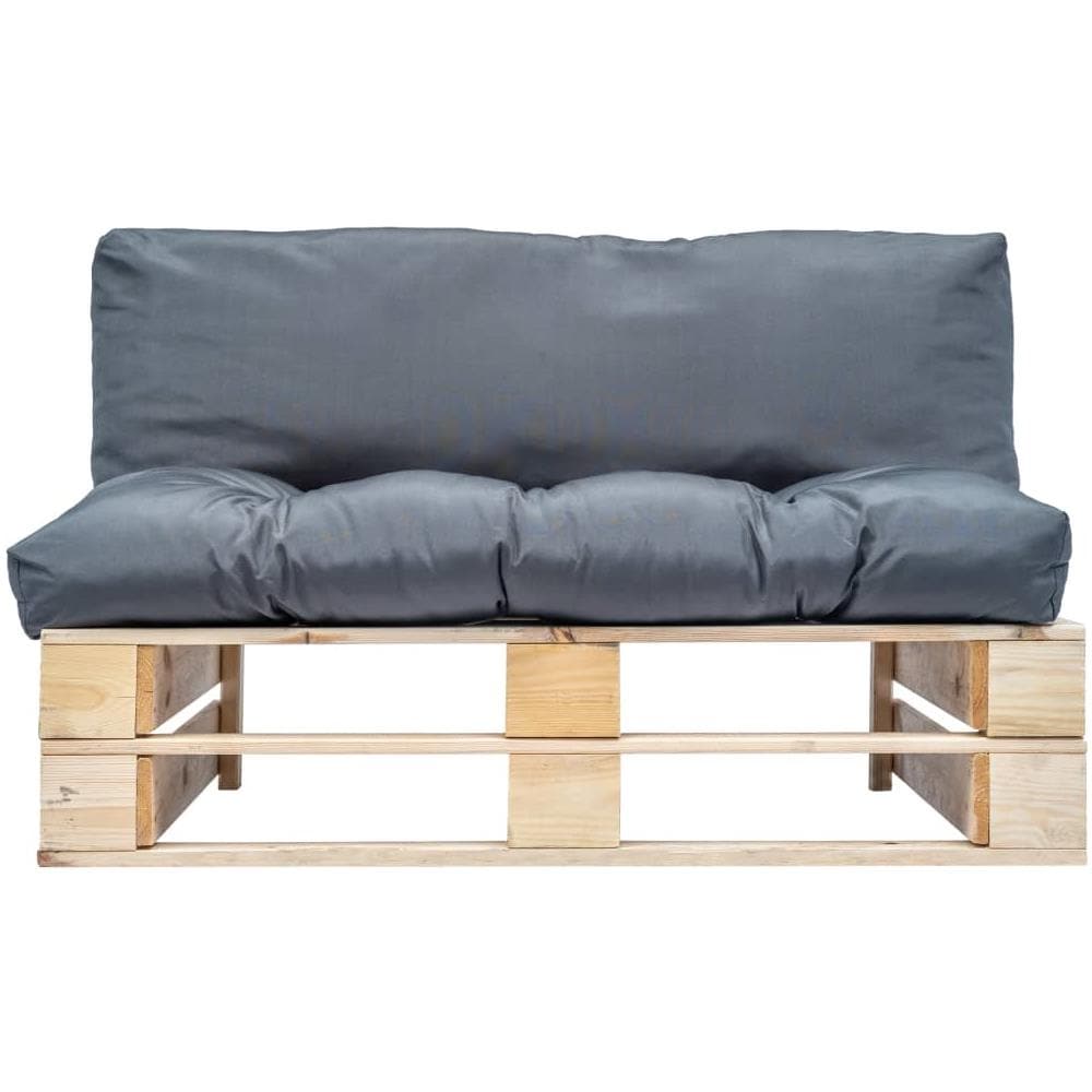 Divano Da Giardino A Pallet Con Cuscini Grigi In Legno Di Pino - Foto 2