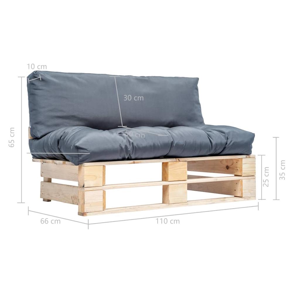 Divano Da Giardino A Pallet Con Cuscini Grigi In Legno Di Pino - Foto 5