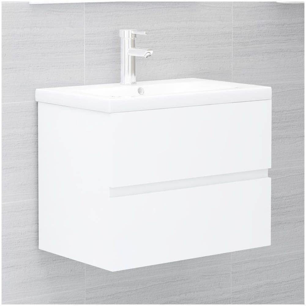 Mobile con Lavabo Integrato Bianco in Legno Multistrato - Foto 1