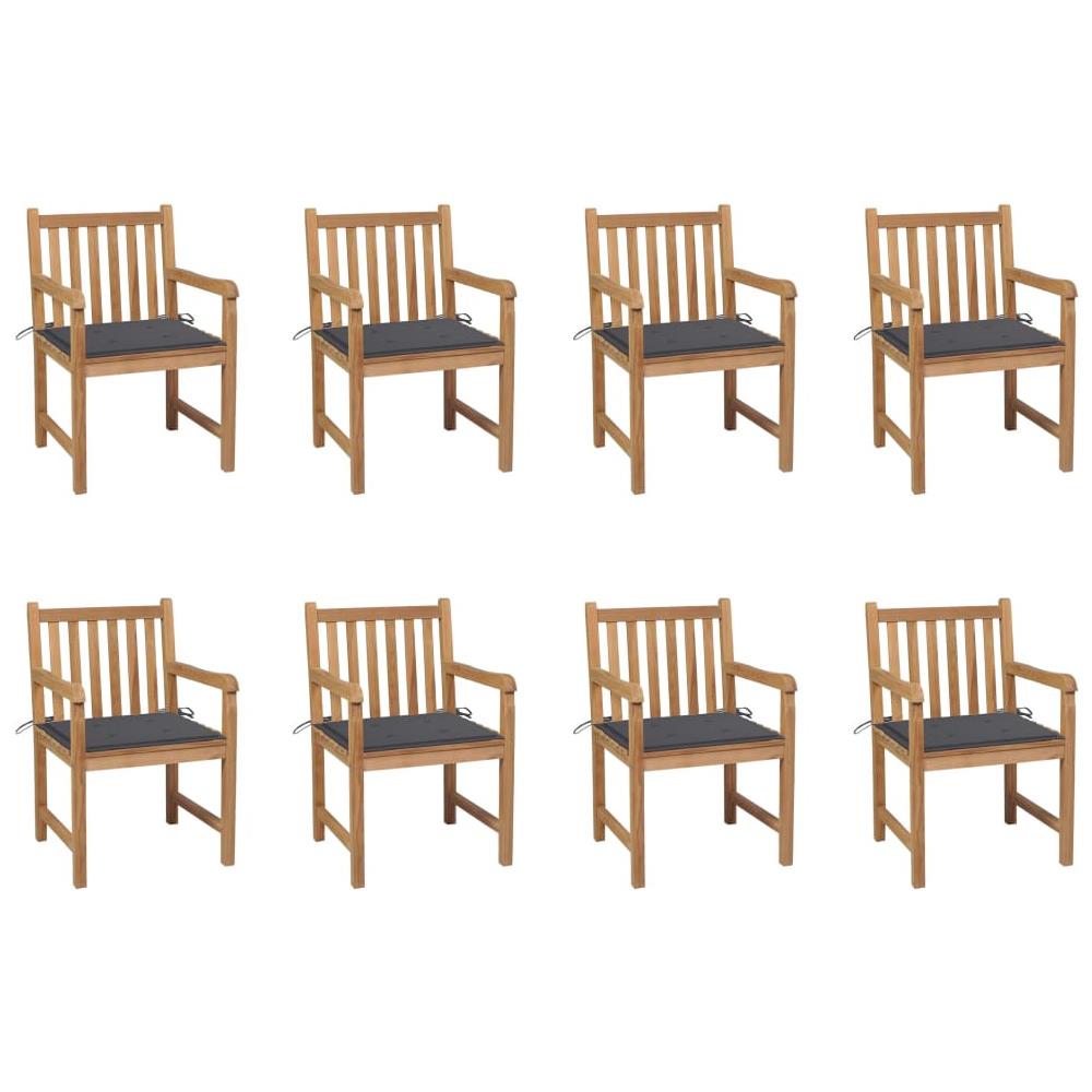 Sedie da Giardino 8 pz con Cuscini Antracite Massello di Teak - Foto 1