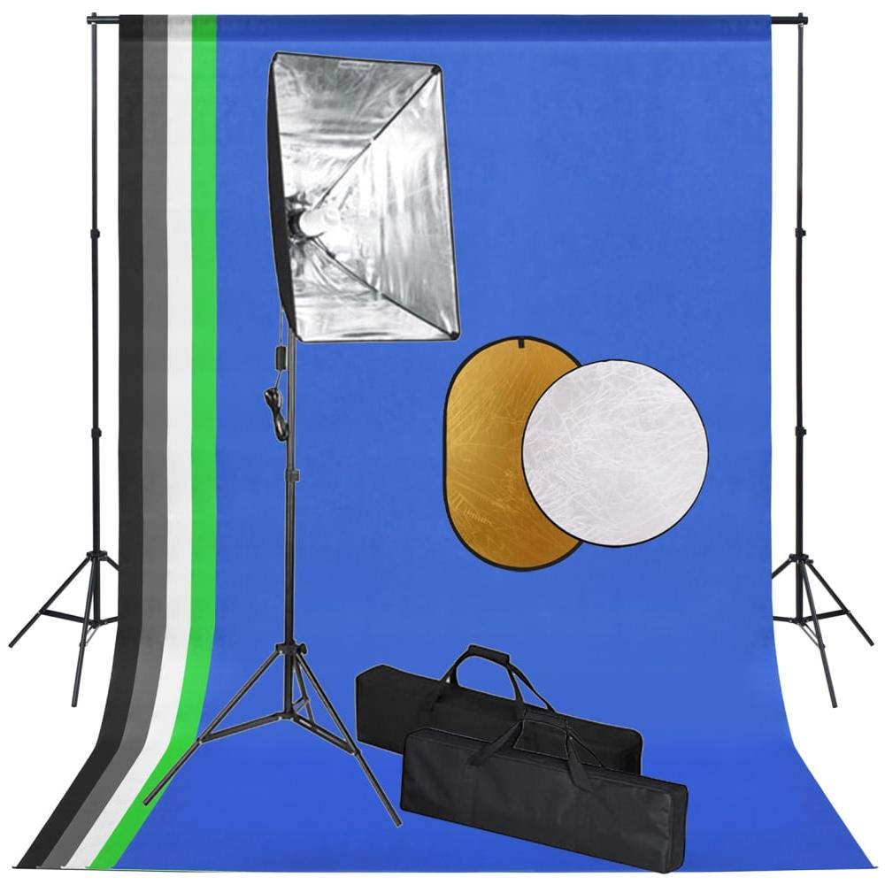 Kit Studio Fotografico con Luci Softbox Fondale e Riflettore - Foto 1