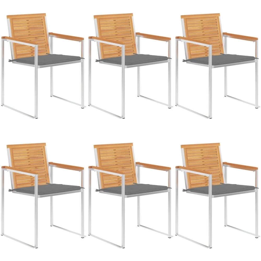 Sedie Da Giardino Con Cuscini 6 Pz In Legno Massello Di Teak - Foto 1