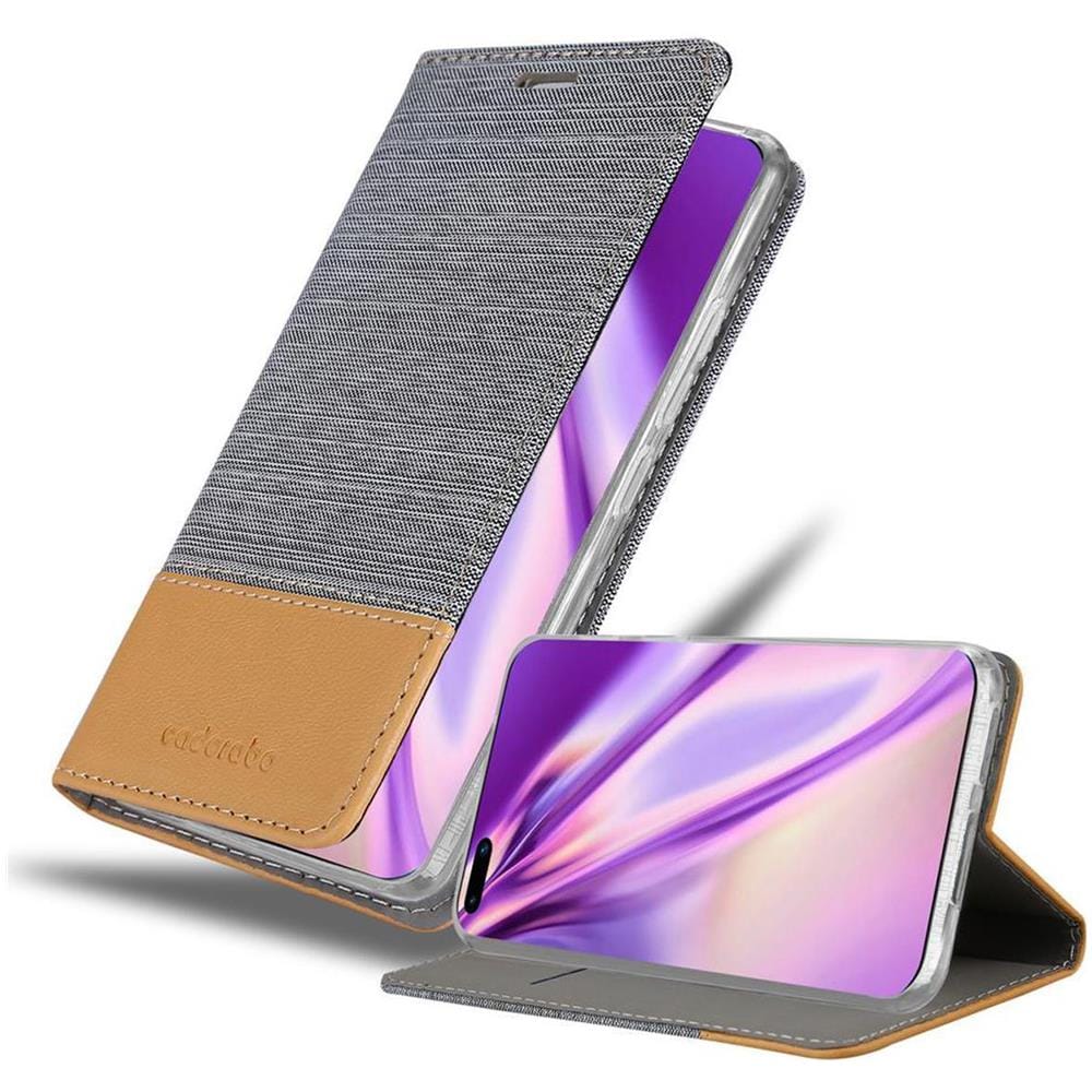 Custodia Compatibile Con Huawei P40 Pro + In Grigio Chiaro Marrone - Coperchio Protettiva Con Chiusura Magnetica, Funzione Stand E Tasca Per Le Carte - Foto 1