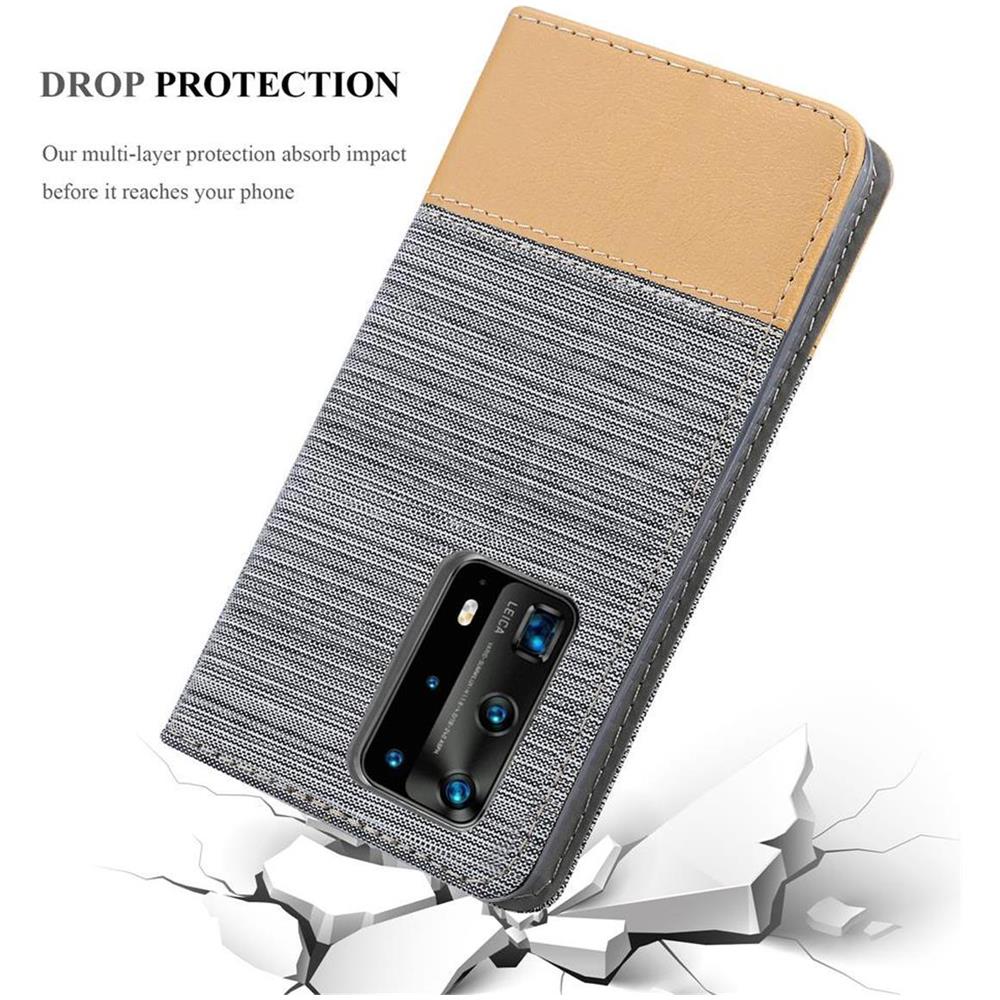 Custodia Compatibile Con Huawei P40 Pro + In Grigio Chiaro Marrone - Coperchio Protettiva Con Chiusura Magnetica, Funzione Stand E Tasca Per Le Carte - Foto 8