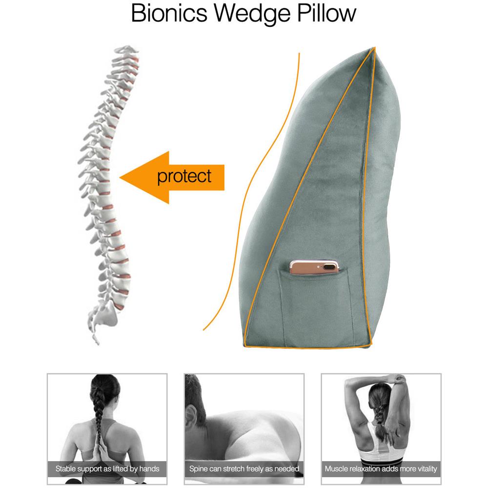 Cuscino A Cuneo Da Lettura Per Schienale, Cuscino Antireflusso Per Letto, Cuscini Gambe Lombare Di Supporto Per Divano, Grandi Testata Letto 120cm Lx20cm Px50cm A - Foto 3