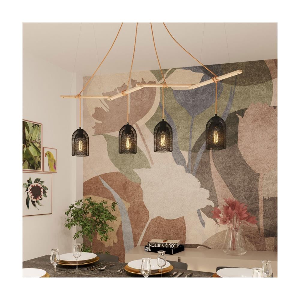 Supporto Da Soffitto Zigh-zagh Per Lampade A Sospensione Modello Zigh-zagh01 Legno 400x1450 Mm Legno - Foto 1