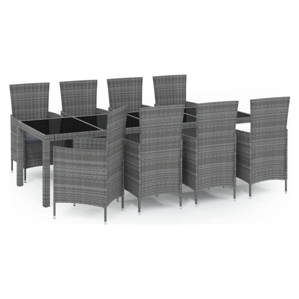Set Da Pranzo Da Giardino 9 Pz Con Cuscini In Polyrattan Grigio - Foto 2
