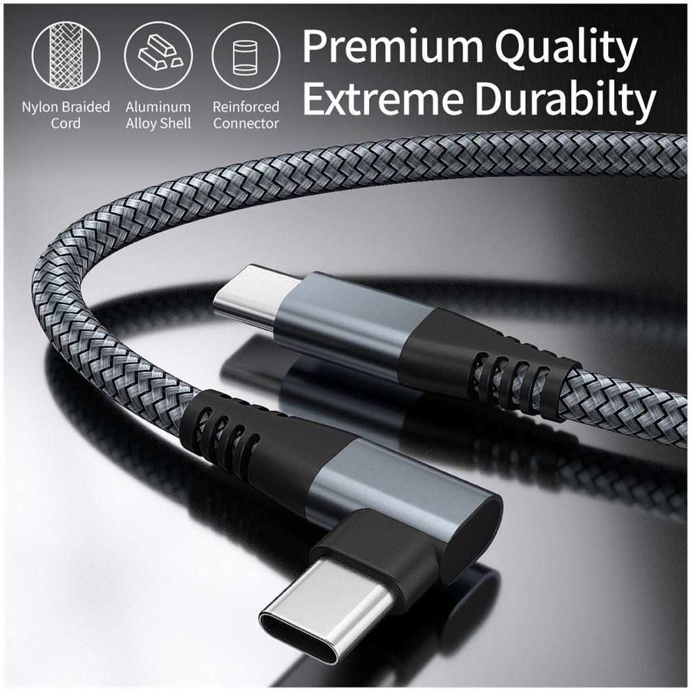 Cavo Usb-c Con Connettore Angolato Caricabatterie Rapido Da 60 W Grey 3 M - Foto 2
