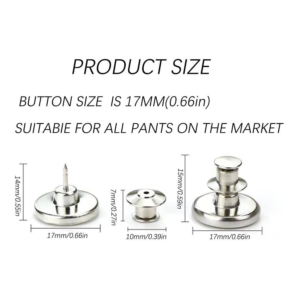 Bottoni Jeans Staccabili, Confezione Da 10 Silver Bottone Dalla Vestibilità Perfetta - Foto 2