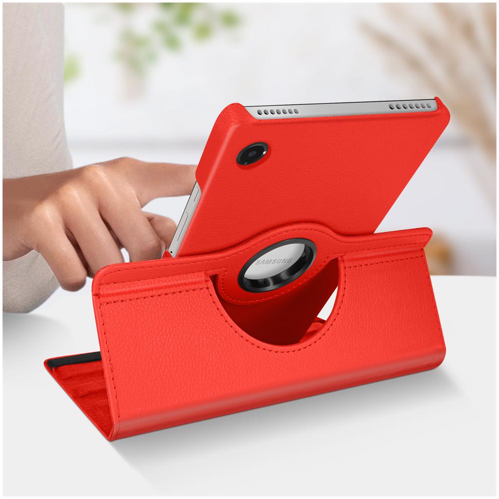 Custodia Folio Per Samsung Galaxy Tab A9 E Tab A11 Con Supporto Rotante Rosso - Foto 5