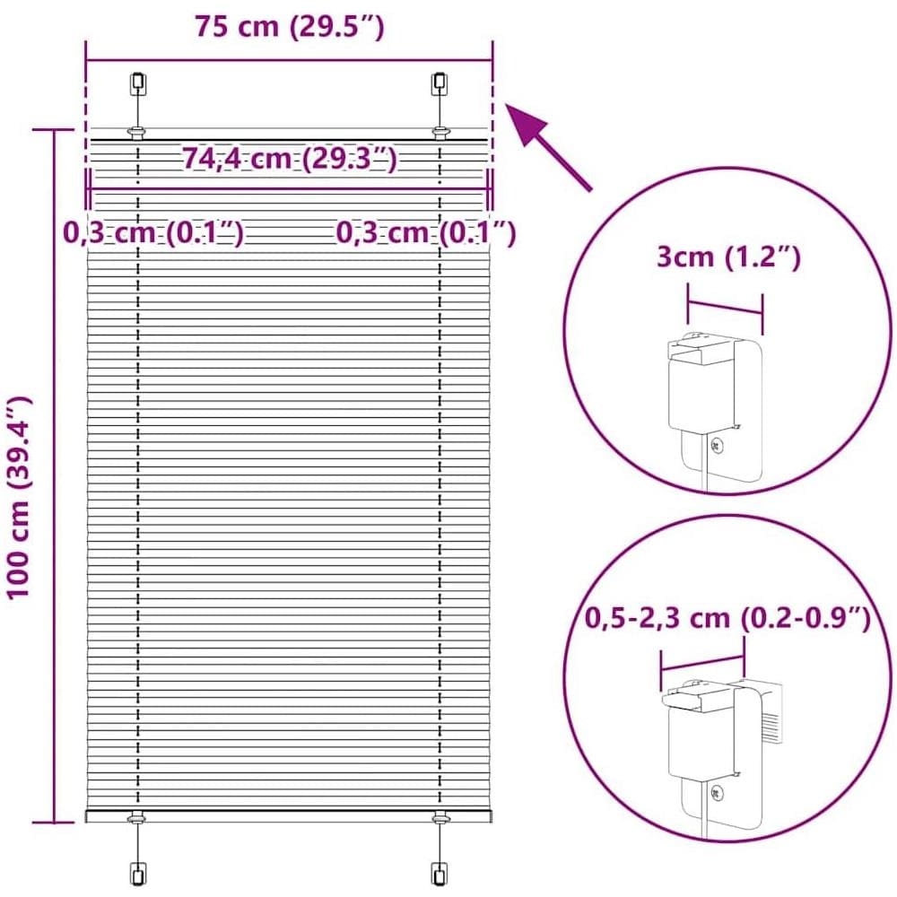 Tenda Plissettata Bianca 75x100 cm Larghezza Tessuto 74,4 cm - Foto 10
