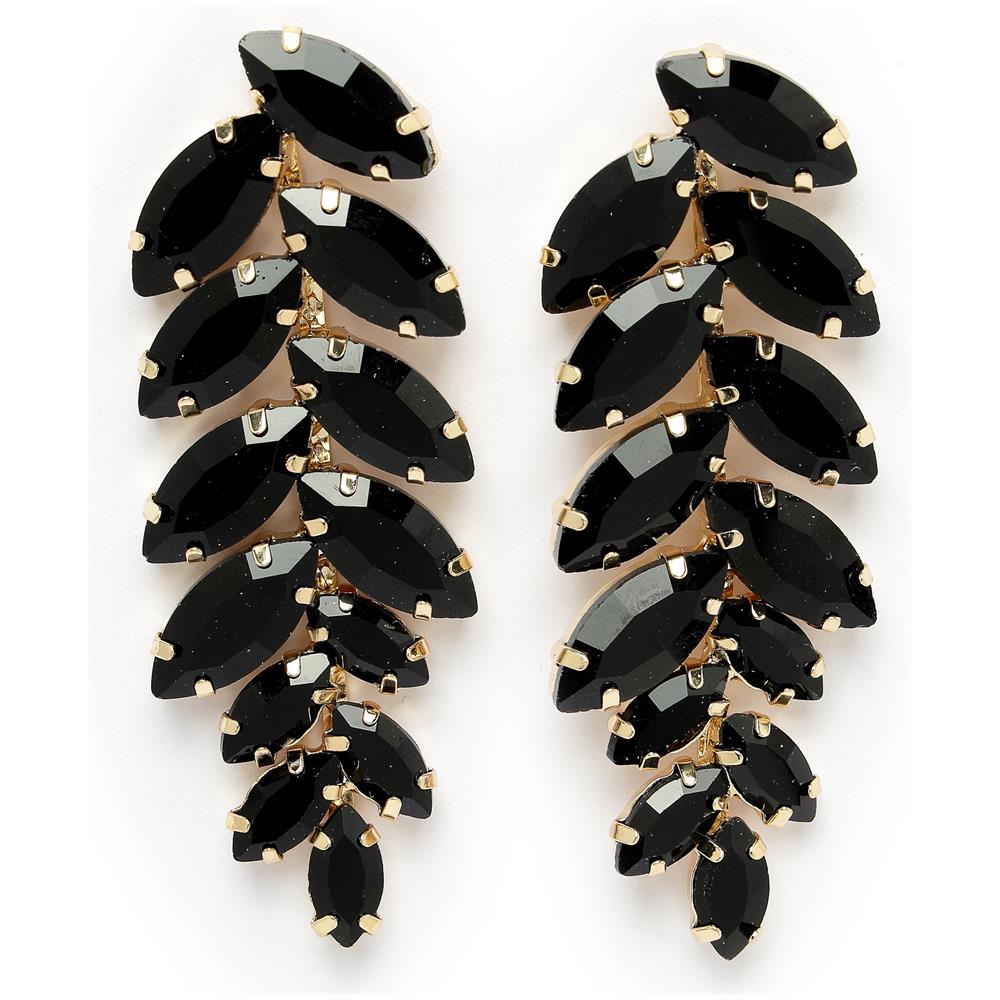 Orecchini Pendenti a Forma di Foglia Neri - Foto 1
