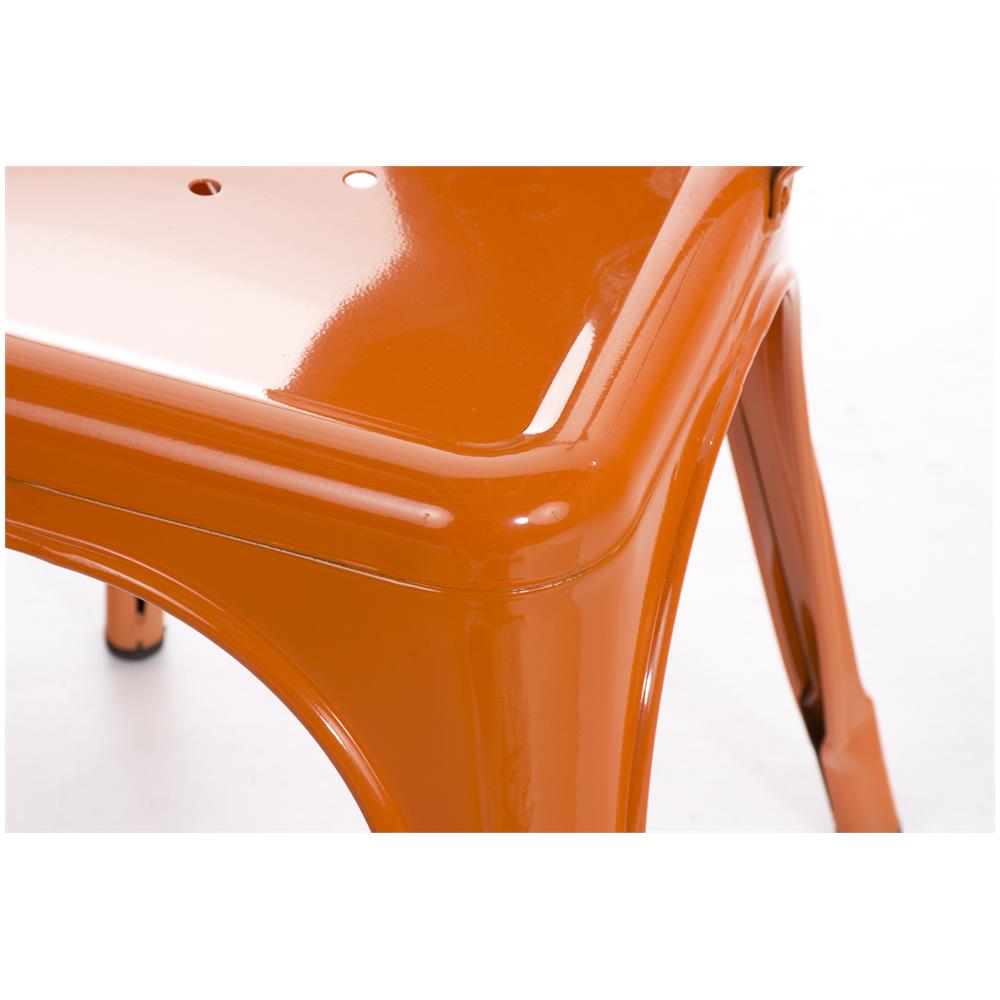 Sedia Impilabile in Metallo Benedikt - Sedia Bar o Cucina Stile Industria - Sedia Pranzo Design Scandinavo Laccata con Alto Schienale I Altezza Seduta 46 cm I Portata Max 200 kg Arancione - Foto 5