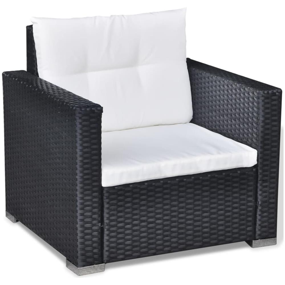 Set Divani Da Giardino 6 Pz Con Cuscini In Polyrattan Nero - Foto 8