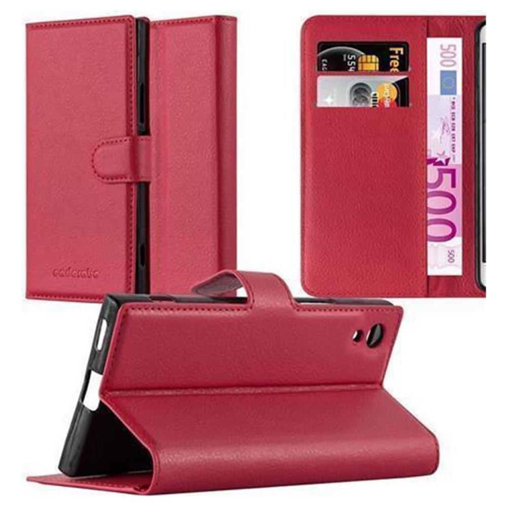 Cadorabo Custodia Compatibile Con Sony Xperia Xa1 In Rosso Carminio - Coperchio Protettiva Con Chiusura Magnetica, Funzione Stand E Tasca Per Le Carte - Foto 1