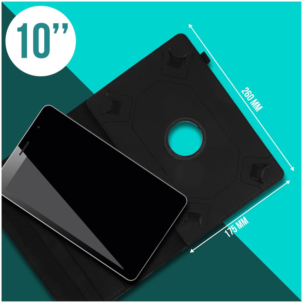Custodia Tablet 10'' Universale Sportellino Funzione Stand Girevole 360° Nero - Foto 2