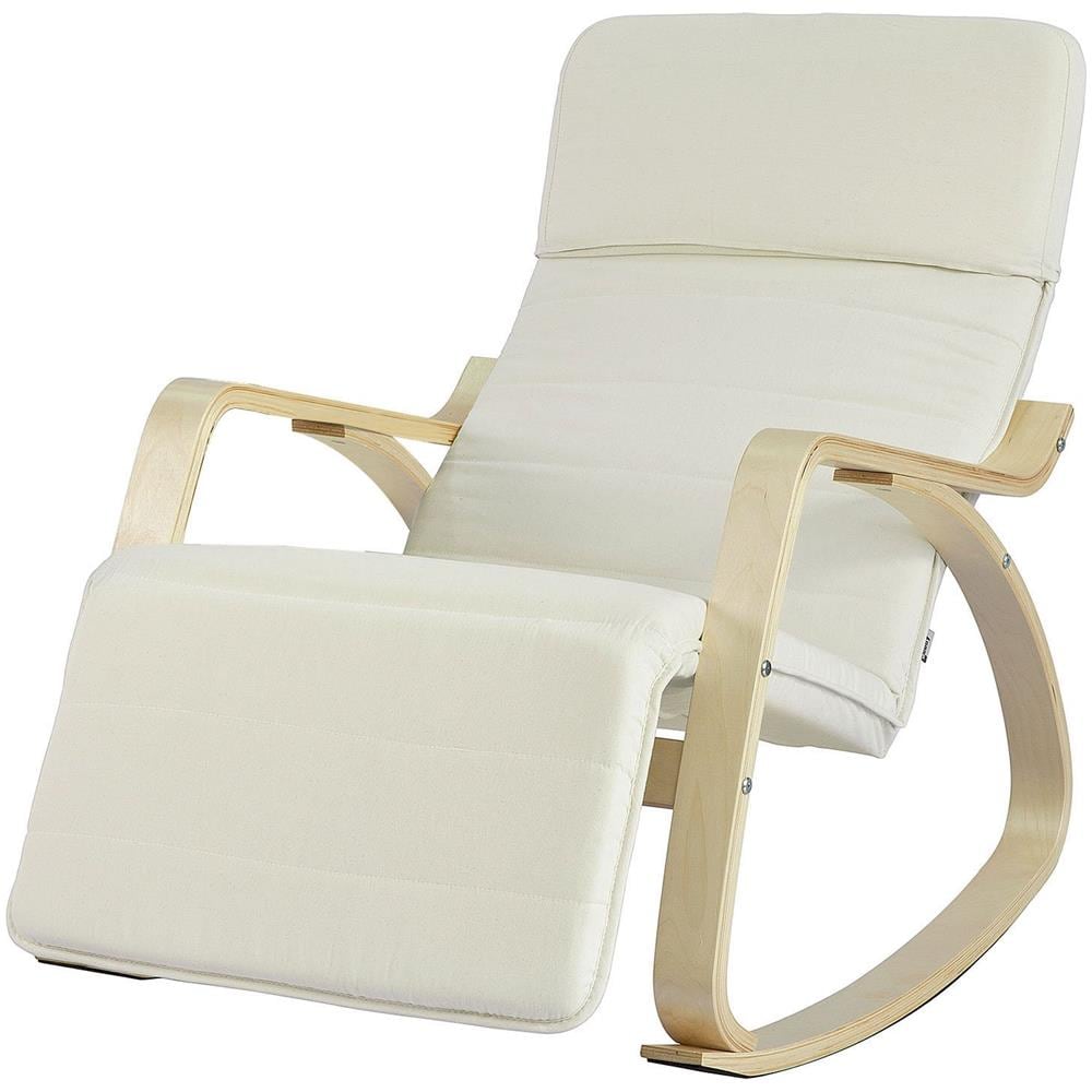 Sedia A Dondolo Poltrona Relax Poltroncina Bianco Poggia Gambe Regolabile Fst16-w - Foto 1