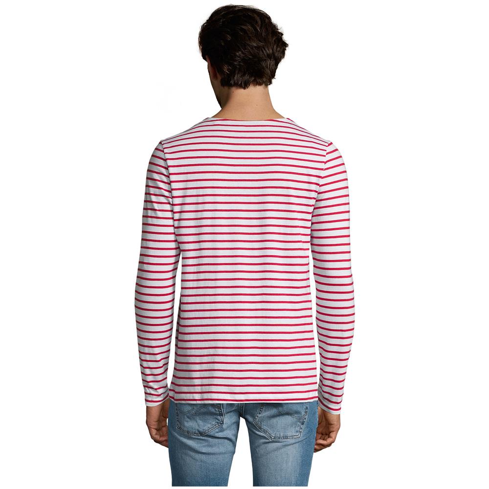 T-shirt Da Uomo A Maniche Lunghe A Righe Di Colore E Taglia Rosso 2xl - Foto 2
