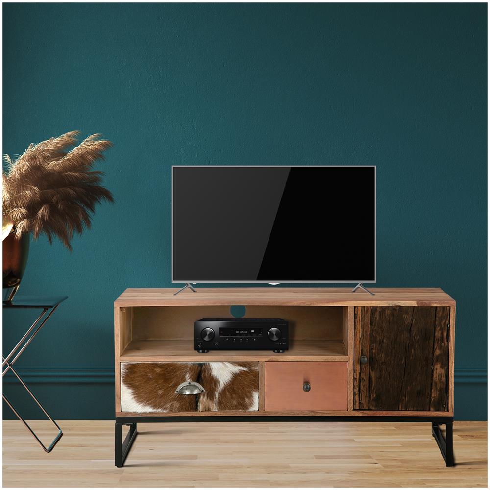 Porta tv per soggiorno Industrial in Legno Metallo cm 140x46x56 - WILFORD
