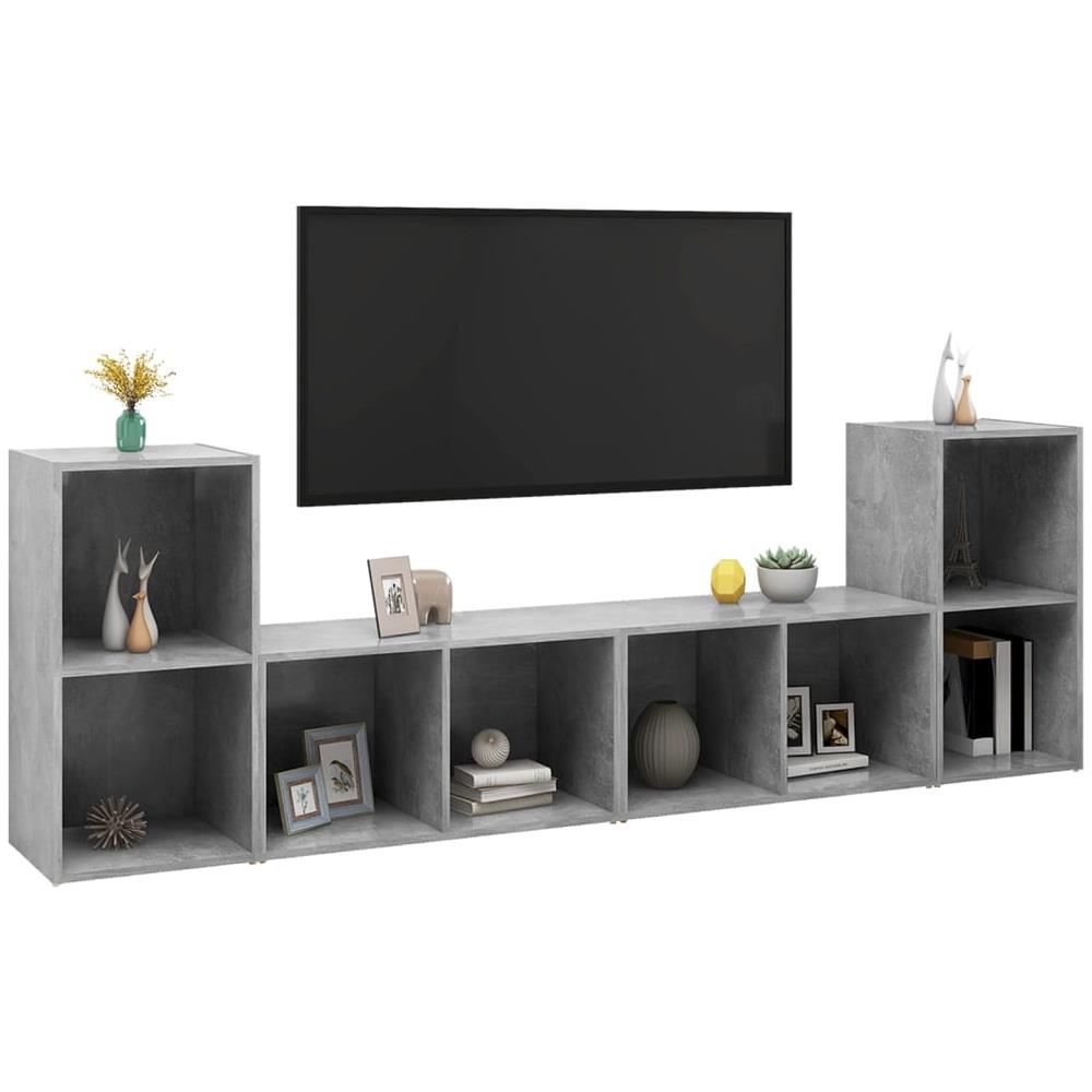 Mobili TV 4 pz Grigio Cemento 72x35x36,5cm in Legno Multistrato - Foto 2