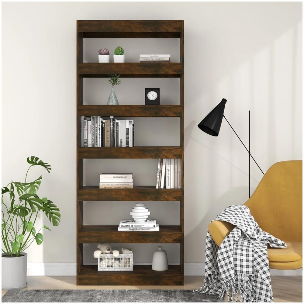 Libreria /Divisorio Rovere Fumo 80x30x198 cm in Truciolato - Foto 3