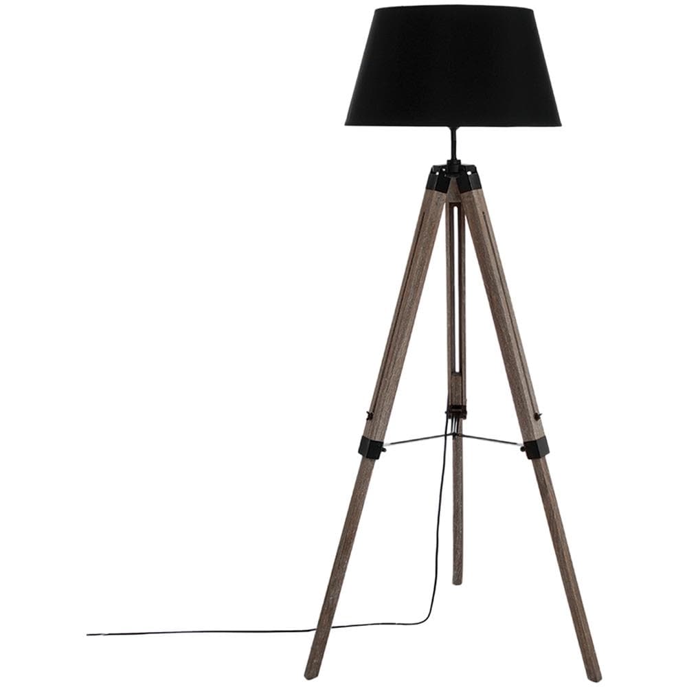 Lampada Da Terra Treppiede 145 Cm Nera Nero - Foto 1