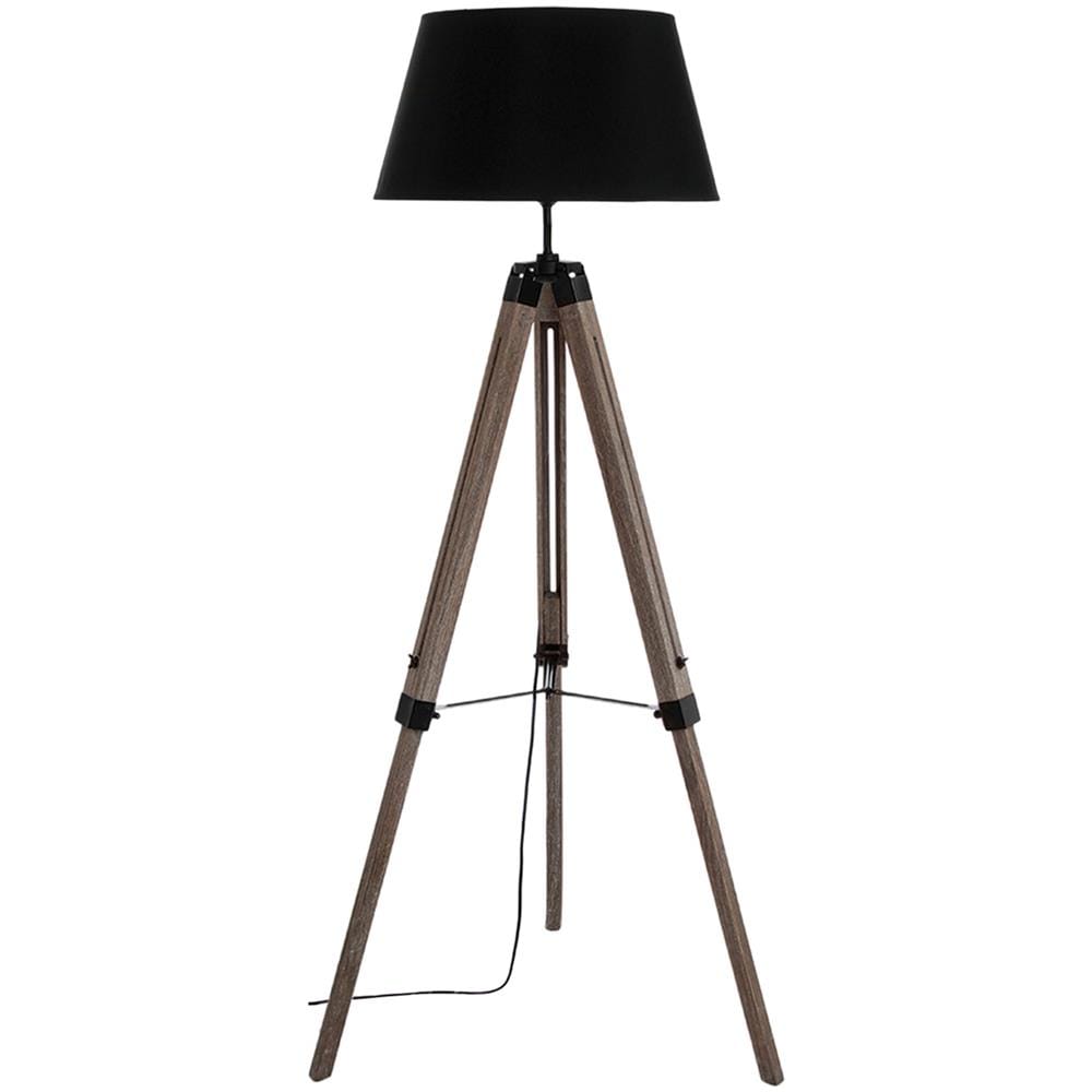 Lampada Da Terra Treppiede 145 Cm Nera Nero - Foto 2