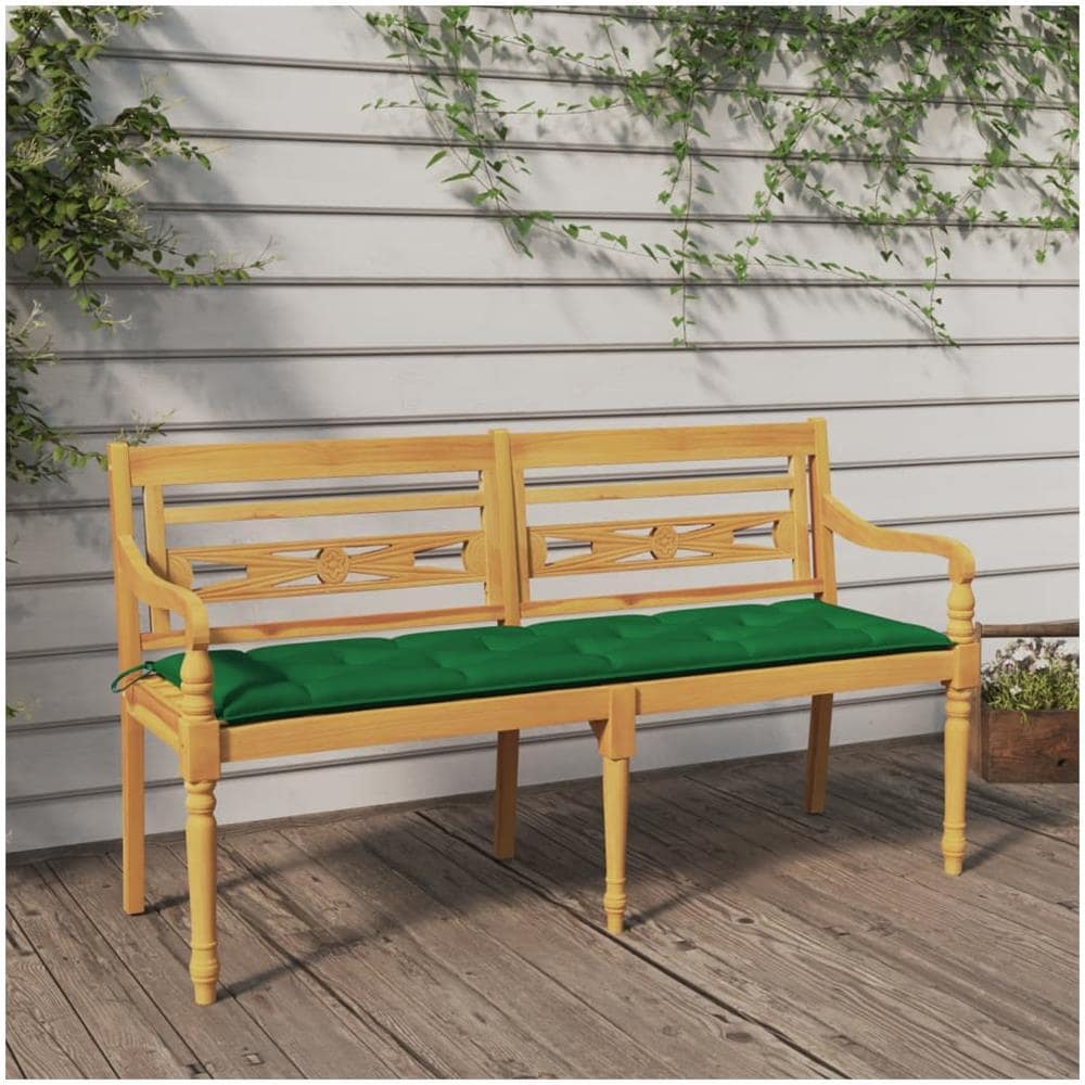 Panchina Batavia Con Cuscino Verde 150 Cm Legno Massello Teak - Foto 1
