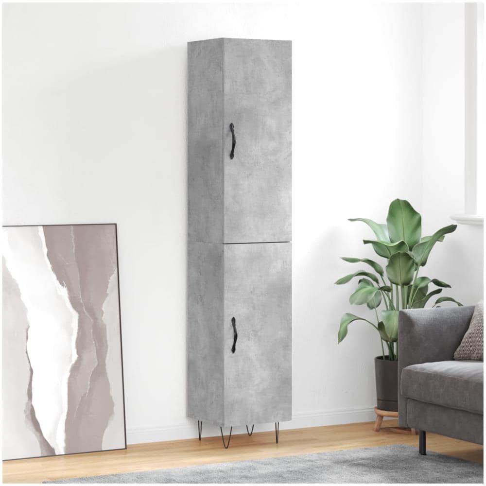 Credenza Grigio Cemento 34,5x34x180 Cm In Legno Multistrato - Foto 1