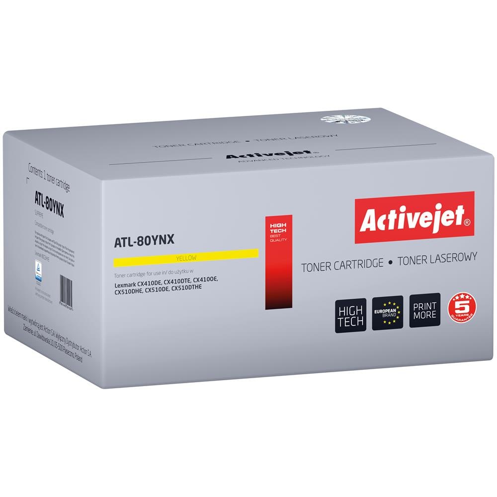 Toner ATL-80YNX (sostitutivo di Lexmark 80C2HYE, Supreme; 3000 pagine; giallo) - Foto 1