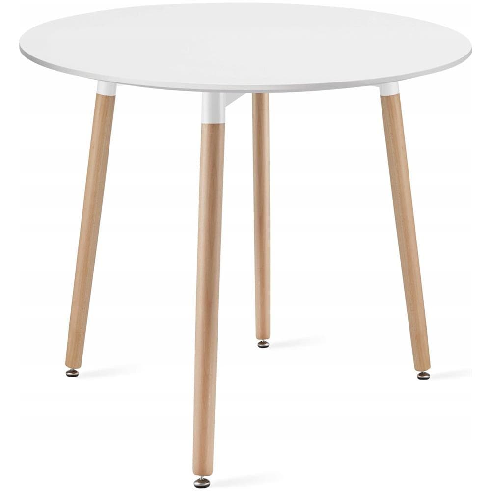 Tavolo rotondo bianco VALORA KAMI 80 con 4 sedie nere RIXK - Foto 10