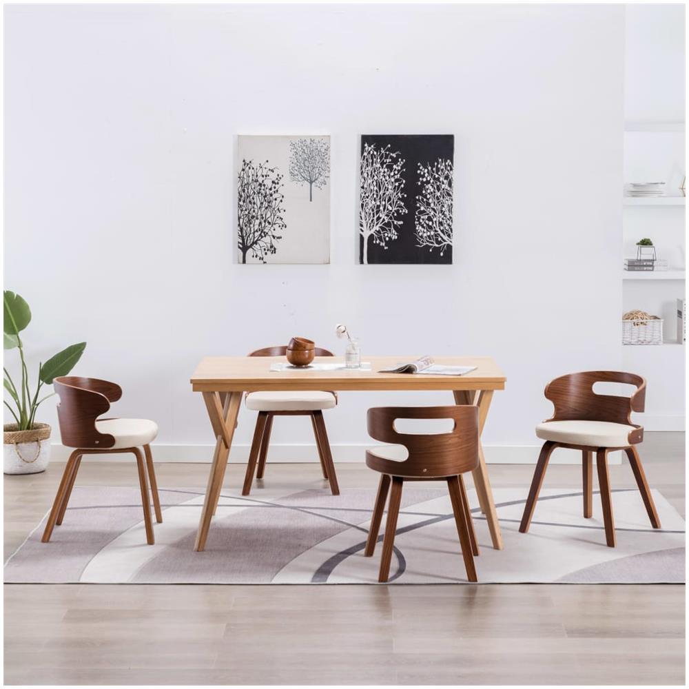 Sedie Da Pranzo 4 Pz Crema In Legno Piegato E Similpelle - Foto 1