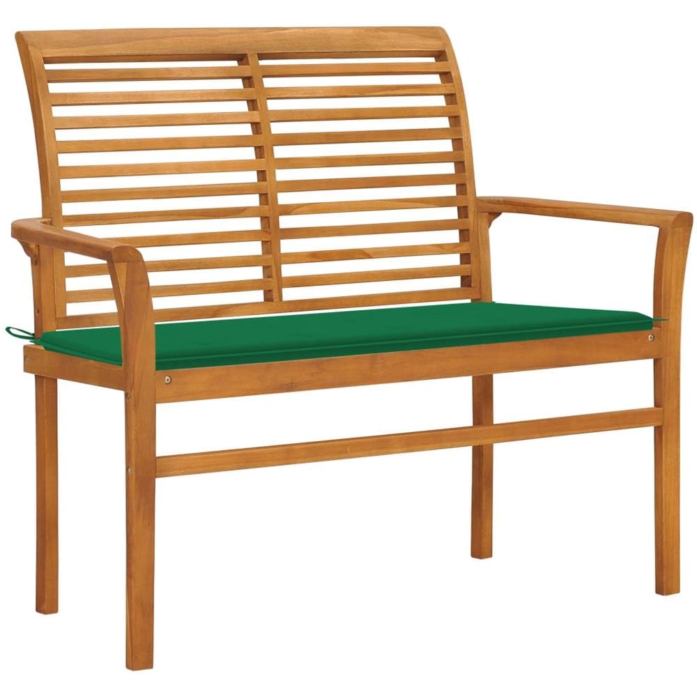 Panca da Giardino con Cuscino Verde 112 cm in Legno Teak - Foto 1