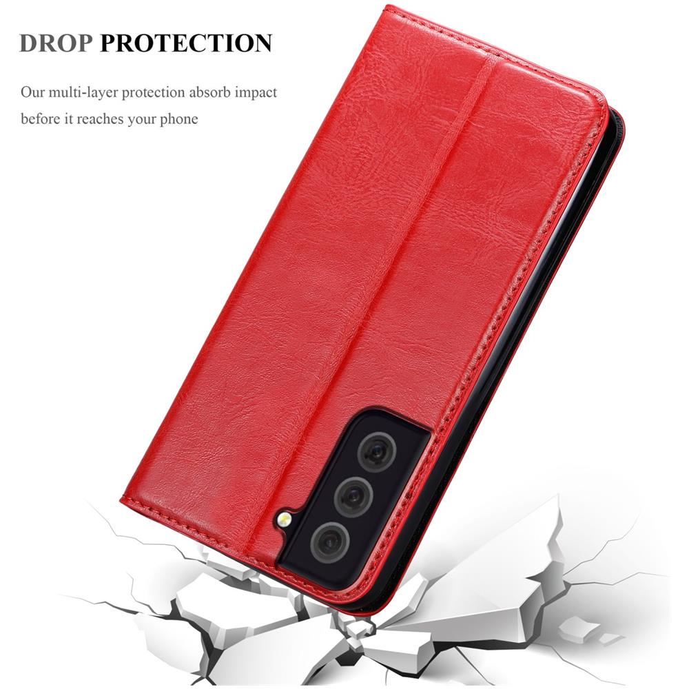 Custodia Compatibile Con Samsung Galaxy S22 Plus In Rosso Mela - Coperchio Protettiva Con Chiusura Magnetica, Funzione Stand E Tasca Per Le Carte - Foto 8