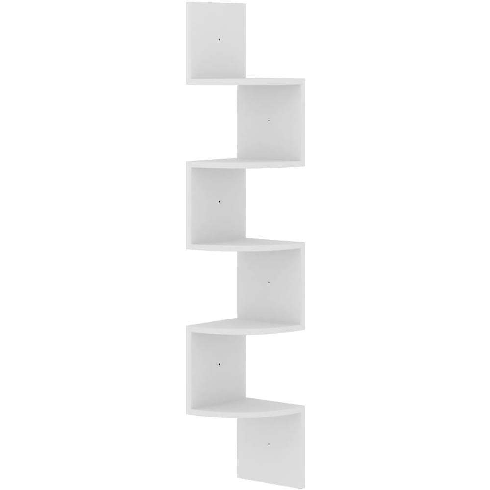 Scaffale Angolare a Muro Bianco 19x19x123 cm Legno Multistrato - Foto 2