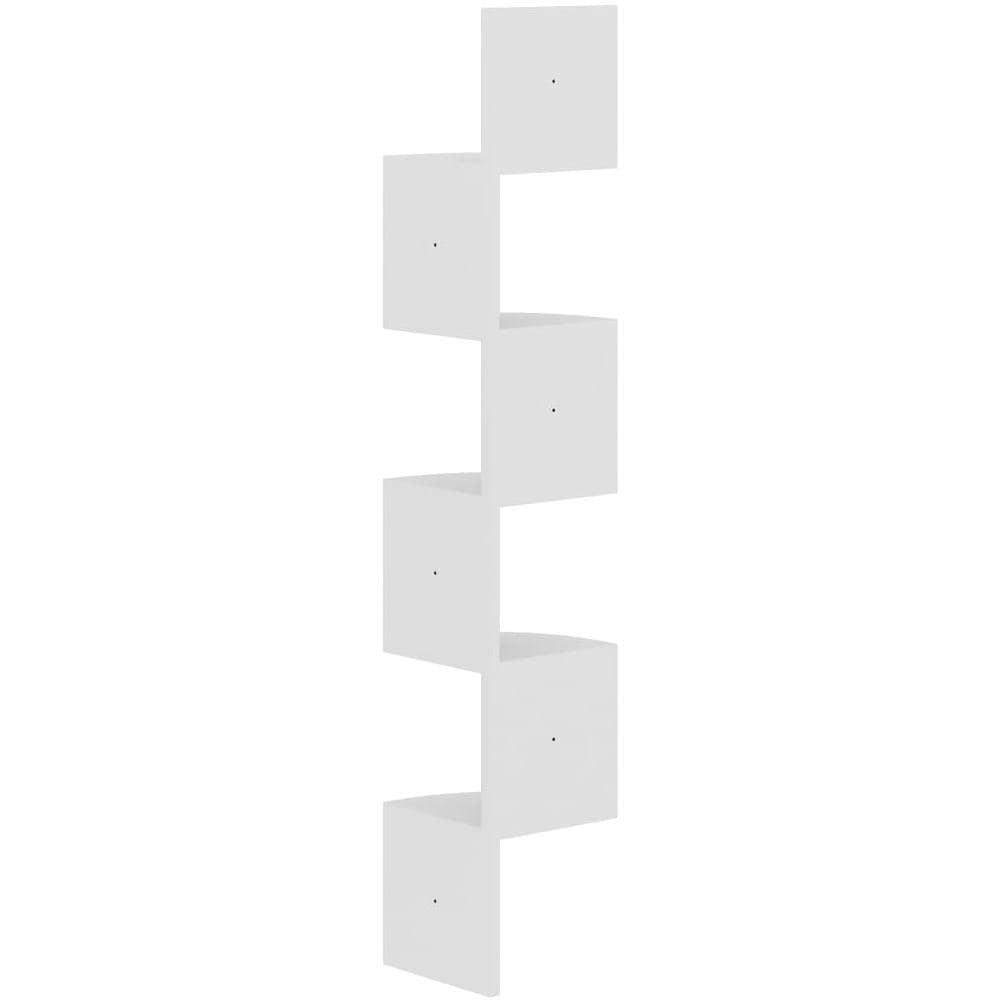 Scaffale Angolare a Muro Bianco 19x19x123 cm Legno Multistrato - Foto 3