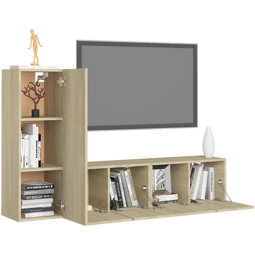 Set di Mobili Porta TV 3 pz Rovere Sonoma in Legno Multistrato - Foto 6