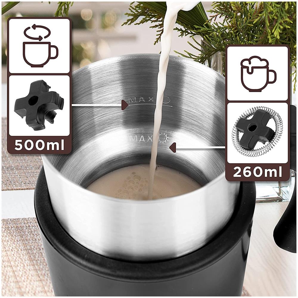 MF500 Montalatte Elettrico 3 in 1 Schiumalatte Automatico 500 ml / Scaldalatte 500 W - Nero - Foto 6