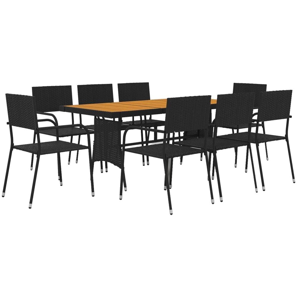 Set Da Pranzo Per Esterni 9 Pz In Polyrattan Nero - Foto 2