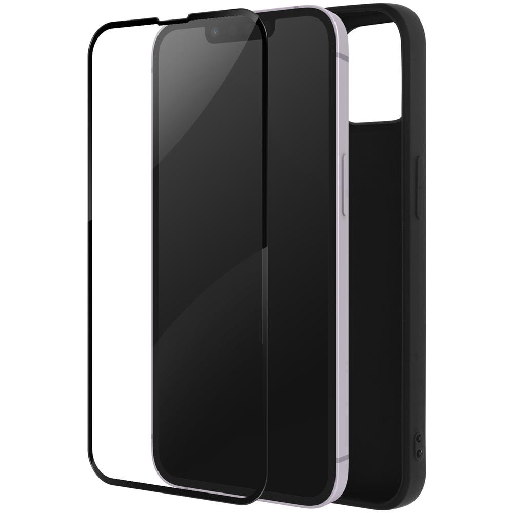 Cover Silicone Morbido Iphone 14 Plus Nera + Vetro Temperato 9h Trasparente - Foto 1