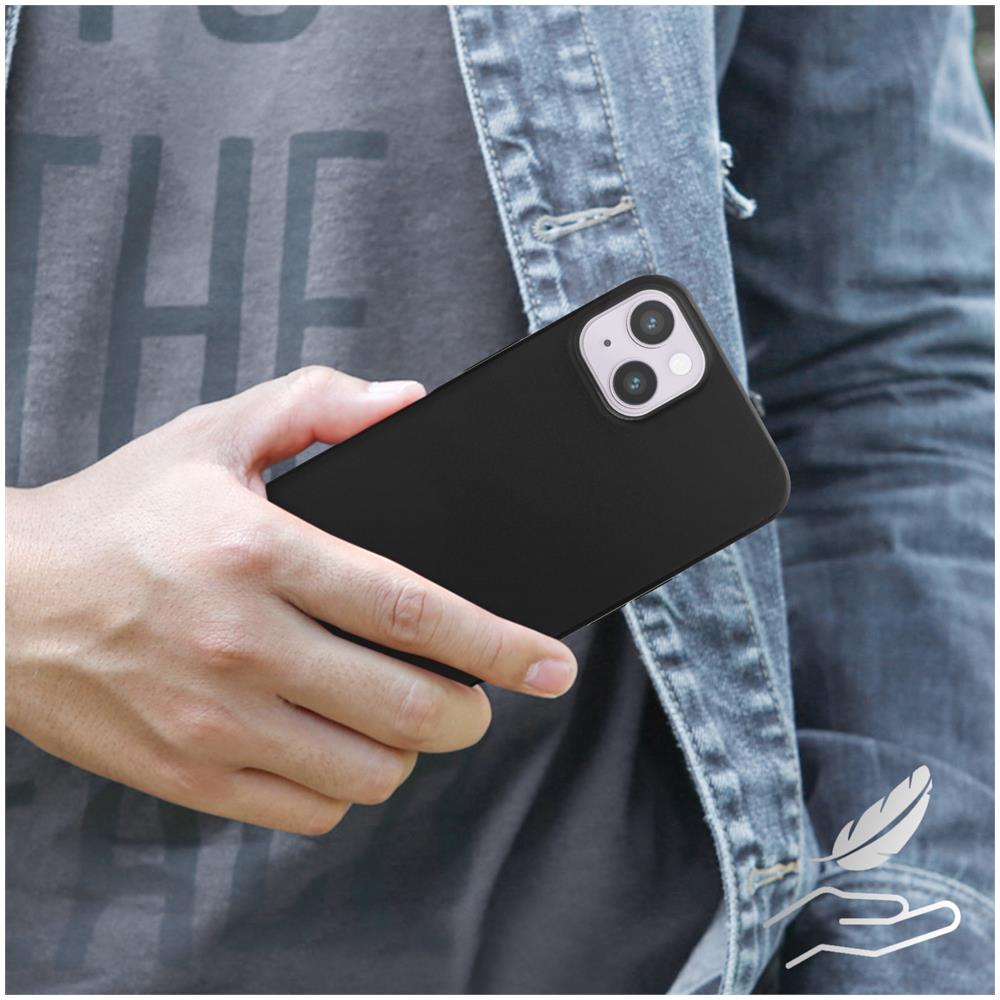 Cover Silicone Morbido Iphone 14 Plus Nera + Vetro Temperato 9h Trasparente - Foto 2