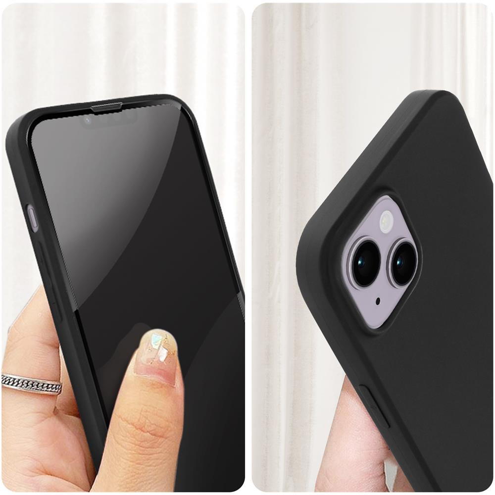 Cover Silicone Morbido Iphone 14 Plus Nera + Vetro Temperato 9h Trasparente - Foto 5