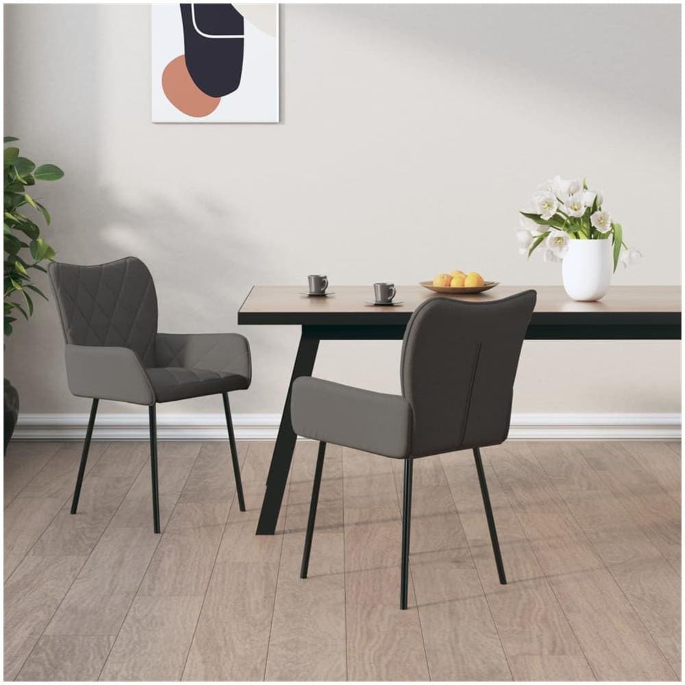 Sedie Da Pranzo 2 Pz Grigio Scuro In Tessuto - Foto 1